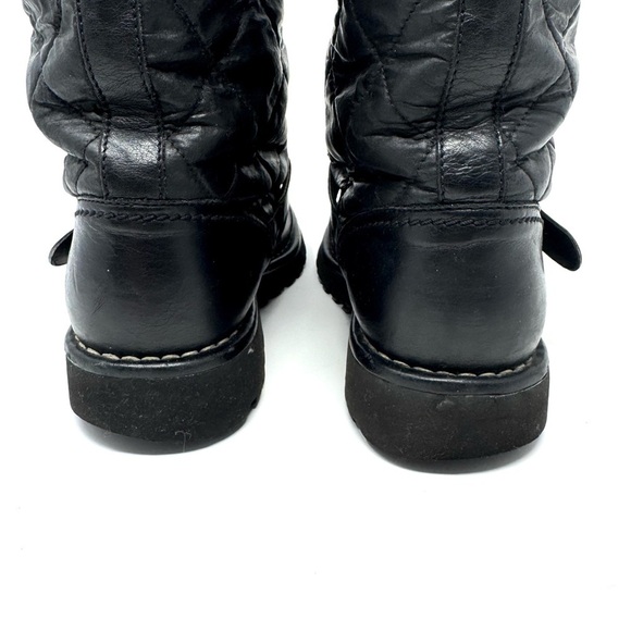 Chanel Black Quilted Calfskin Leather Biker Boots – CC Logo Moto Style (Sz 38.5) - Picture 10 of 15